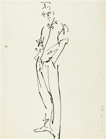 JOE EULA (1925-2004) One Kodak contact sheet, Five portrait sketches, and one design. [FASHION / GAY ARTIST / HALSTON]